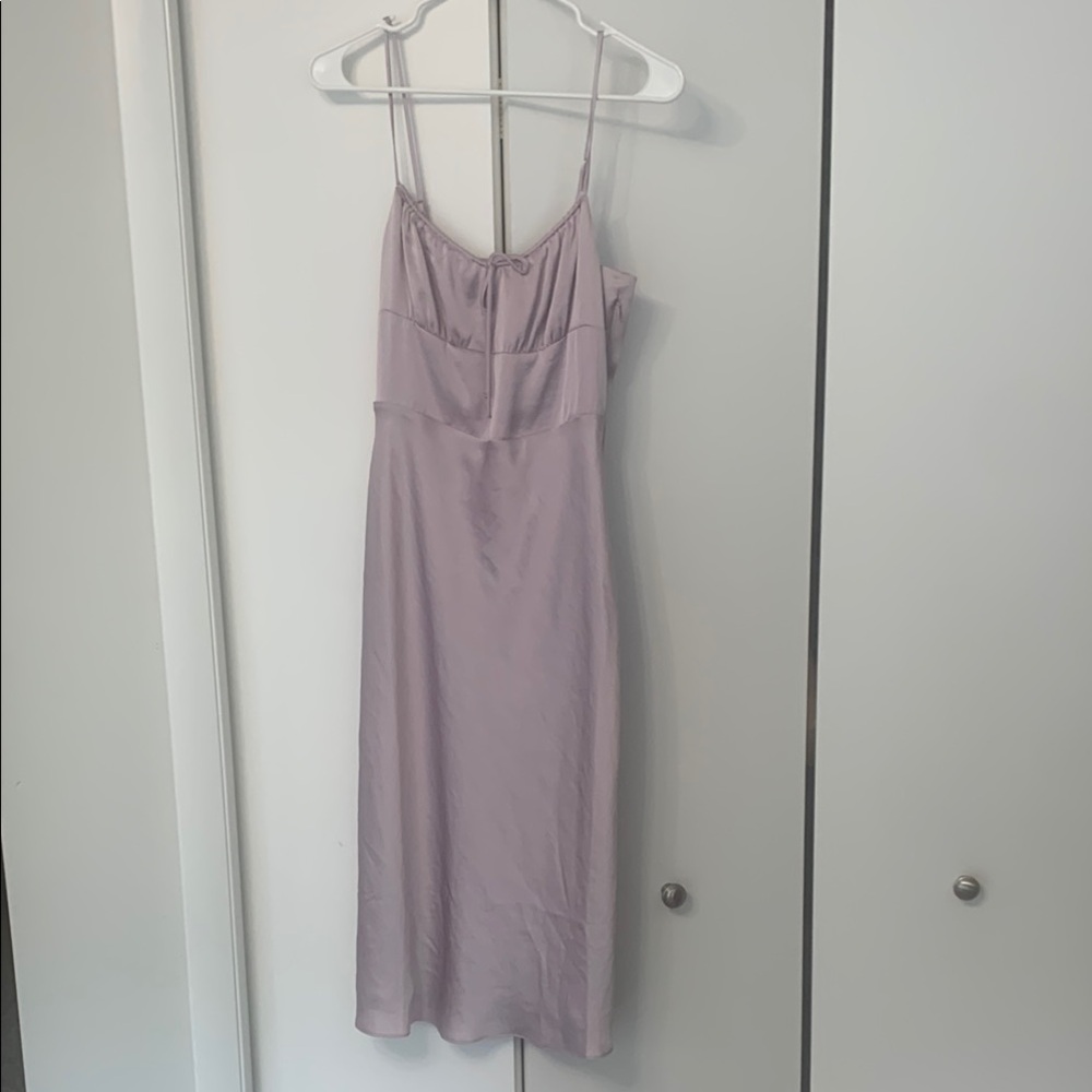 Aritzia bellow satin midi dress
